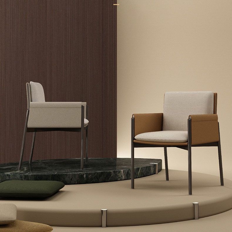 Designer Style Restaurant Solid Back Dining Arm Chair Upholstered Dining Chair Clearhalo ' kitchen&dining_furn' 'Dining Chairs' 'Dining Tables & Seating' 'dining_chair' 'furn' 'furn_dining_chair' 'Furniture' 'furniture_dining_chair' 'Kitchen & Dining Furniture' 'kitchen' 1200x1200_aba9f668-c11c-4e28-96e8-e56c0e12bfff