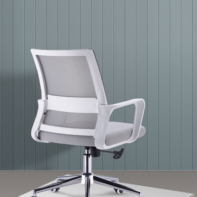 Modern Style Gray Chair Mid Back Fixed Arm Office Chair for Home Clearhalo 'furn' 'furn_office_chair' 'Furniture' 'furniture_office_chair' 'Office Chairs' 'Office Furniture' 'office_chair' 1200x1200_abaa7b26-b240-4064-ba84-b01b3220ef54