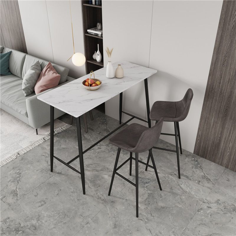 Modern Marble Pub Table with Rectangle Table Top Black Trestle Table - 42" H Clearhalo 'Bar Furniture' 'Bar Tables' 'bar_tables' 'furn' 'furn_bar_tables' 'Furniture' 'furniture_bar_tables' 'Kitchen & Dining Furniture' 1200x1200_abac1ae0-369b-4c9e-a259-5c2b16520447