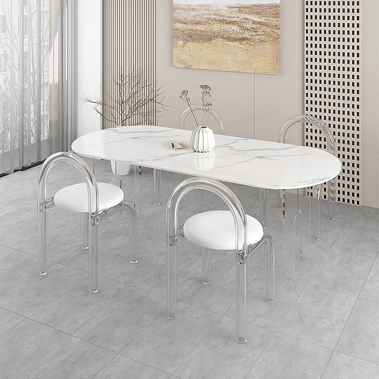 Designer Style Acrylic Dining Room Set 1/2/5 Pieces Rectangular Dining Set