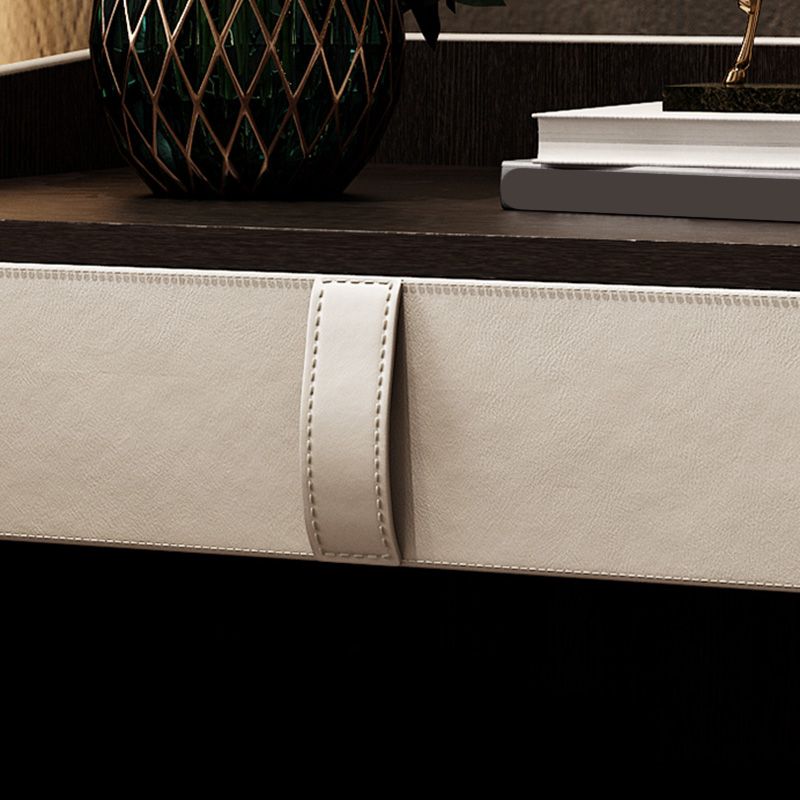 Faux Leather Nightstand 1 - Drawer Nightstand with Wood Accents