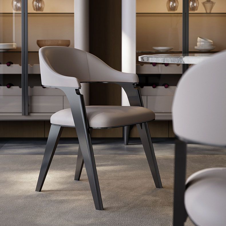 Industrial Style Arm Dining Chair Faux Leather Open Back Dining Chair for Bedroom Clearhalo 'Dining Chairs' 'Dining Tables & Seating' 'dining_chair' 'furn' 'furn_dining_chair' 'Furniture' 'Kitchen & Dining Furniture' 1200x1200_abb036ed-3612-4d20-85e1-3473697e0422