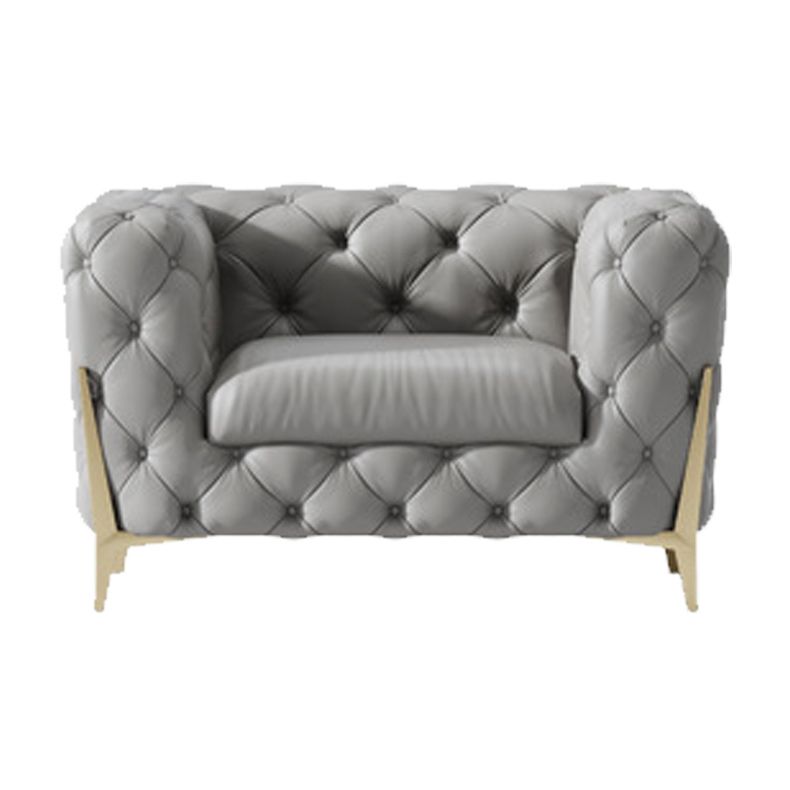 Tufted Contemporary Sofa in Gray 30.31" High Tuxedo Arm Sofa