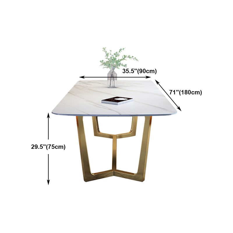 Rectangle Shape Glam Dining Table White Fixed Table with Sintered Stone Clearhalo 'Dining Tables & Seating' 'Dining Tables' 'dining_table' 'furn' 'furn_dining_table' 'Furniture' 'furniture_dining_table' 'Kitchen & Dining Furniture' 1200x1200_abb19a84-0c83-4706-a729-654ccec6c6ce