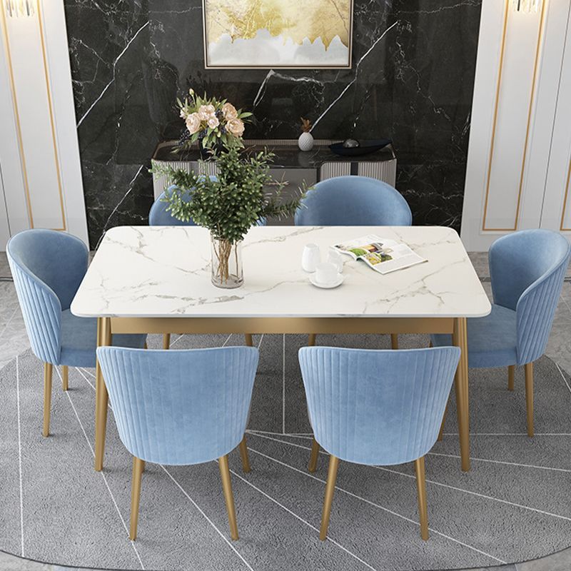 White Stone Top Dining Table Contemporary Rectangle Dining Table with 4 Legs Clearhalo 'Dining Tables & Seating' 'Dining Tables' 'dining_table' 'furn' 'furn_dining_table' 'Furniture' 'Kitchen & Dining Furniture' 1200x1200_abb1c3f8-1748-4dc4-a41b-bcbbfd49b68b