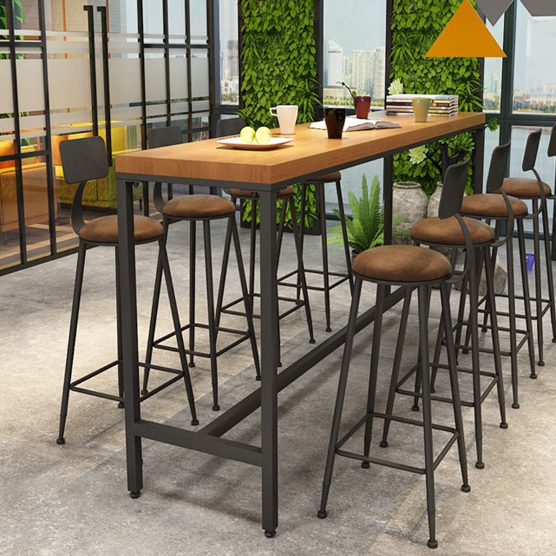 Solid Wood Bar Table Black Trestle Base Dining Table for Kitchen Living Room Clearhalo 'Bar Furniture' 'Bar Tables' 'bar_tables' 'furn' 'furn_bar_tables' 'Furniture' 'Kitchen & Dining Furniture' 1200x1200_abb28b17-7ac9-465d-afe4-c9693e3b2f11