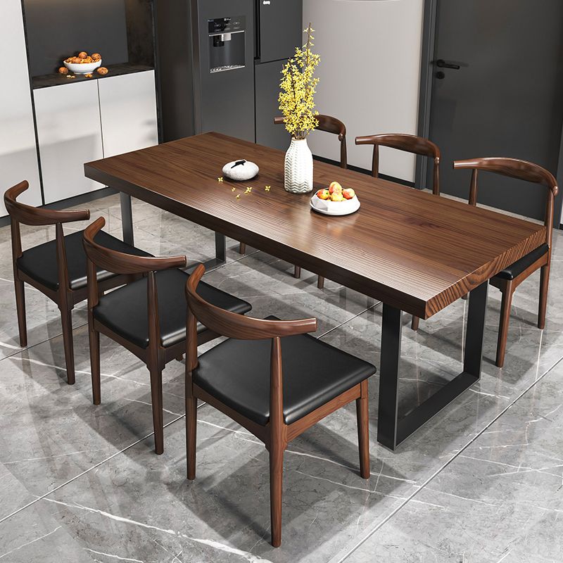 Minimalist Style Solid Wood Dining Room Set with 2 Black Metallic Legs for Kitchen Furniture Clearhalo 'Dining Room Sets' 'Dining Tables & Seating' 'dining_room_set' 'furn' 'furn_dining_room_set' 'Furniture' 'furniture_dining_room_set' 'Kitchen & Dining Furniture' 'kitchen&dining_furn' 'kitchen' 1200x1200_abb3a357-a52f-4666-ad6c-e890370d3df7