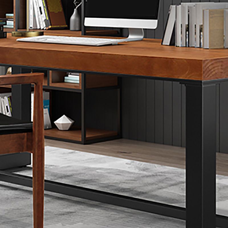 Industrial Rectangular Office Desk Brown Solid Wood Writing Desk Clearhalo 'furn' 'furn_office_desk' 'Furniture' 'Office Desks' 'Office Furniture' 'office_desk' 1200x1200_abb57d86-7f35-42b1-bea0-5b30b2e8ada1