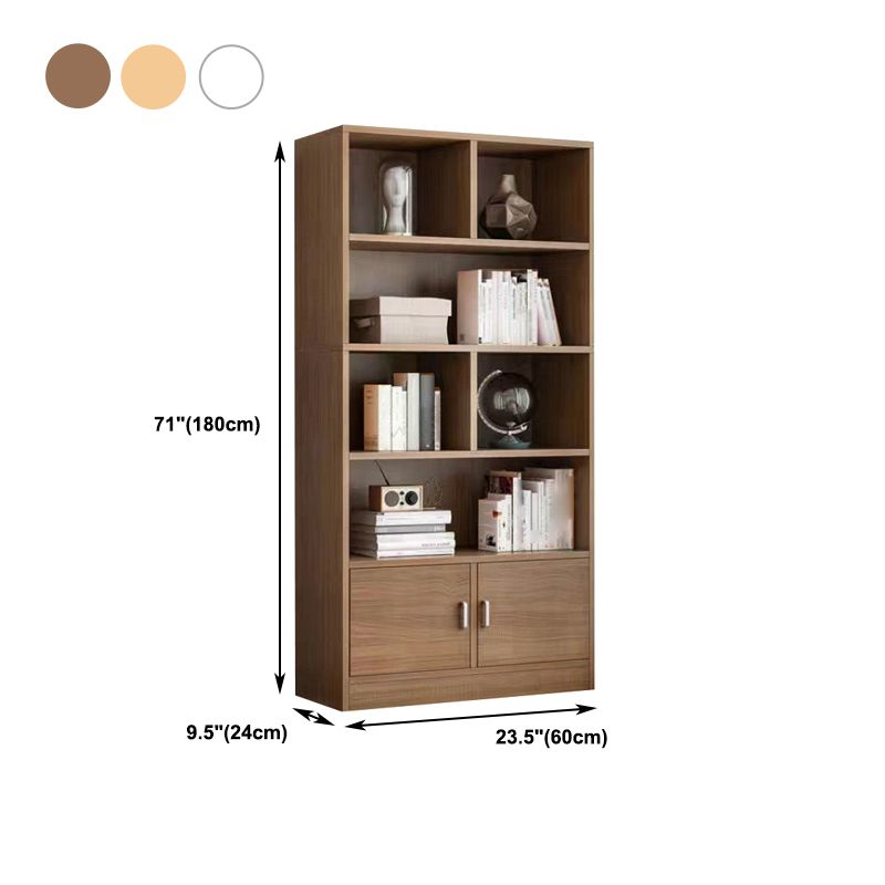 Modern Style Bookshelf Closed Back Wood Bookcase with Doors for Home Office