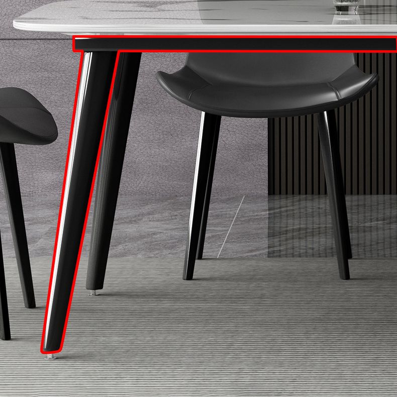 Contemporary Style Marble Dining Set with White Table and 4 Black Legs Base for Home Use Clearhalo 'Dining Room Sets' 'Dining Tables & Seating' 'dining_room_set' 'furn' 'furn_dining_room_set' 'Furniture' 'furniture_dining_room_set' 'Kitchen & Dining Furniture' 'kitchen&dining_furn' 'kitchen' 1200x1200_abb66d45-4cd6-4d72-bbc1-cfd1a0e3b811