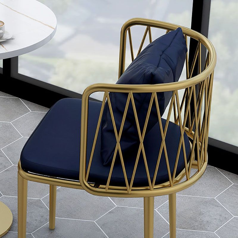 Glam Metal Dining Room Chairs Cross Back Side Chair for Restaurant Use Clearhalo ' kitchen&dining_furn' 'Dining Chairs' 'Dining Tables & Seating' 'dining_chair' 'furn' 'furn_dining_chair' 'Furniture' 'furniture_dining_chair' 'Kitchen & Dining Furniture' 'kitchen' 1200x1200_abb6c987-2384-4e8e-9b20-6a6e286640ee