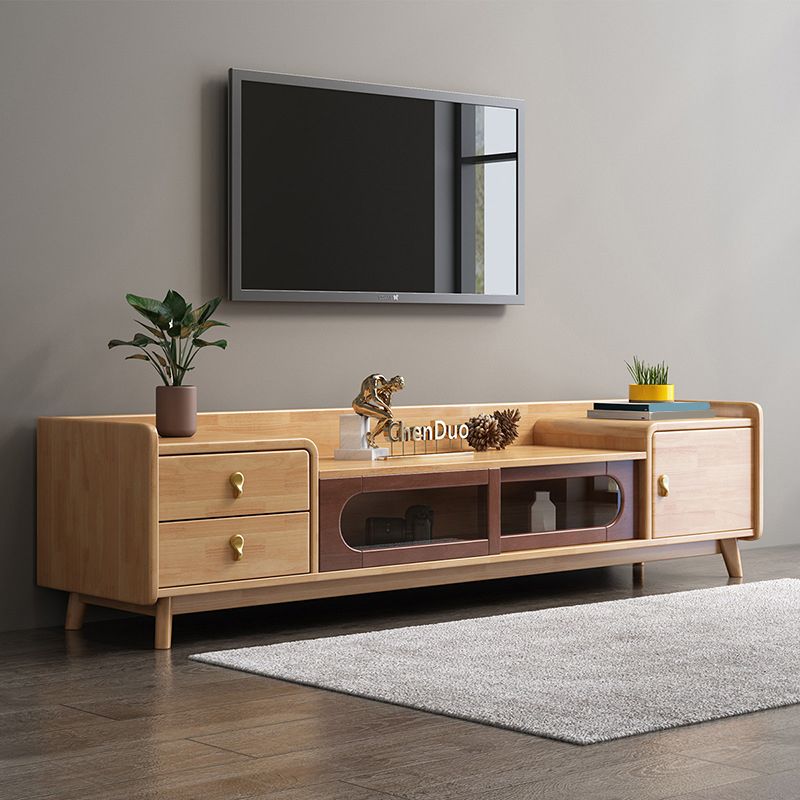 Contemporary Wood TV Stand Enclosed Storage TV Media Stand for Living Room Clearhalo 'furn' 'furn_tv_stands_entertainment_centers' 'Furniture' 'Living Room Furniture' 'TV Stands & Entertainment Centers' 'TV Stands & Media Storage Furniture' 'tv_stands_entertainment_centers' 1200x1200_abb6d88a-b28f-48c9-b572-0c51bc8e7ba9