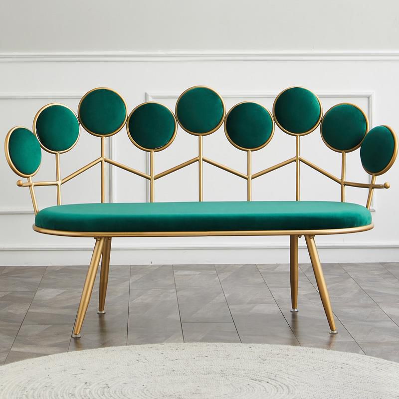 Modern Velvet 2-seater Sofa Metal Sloped Settee for Apartment