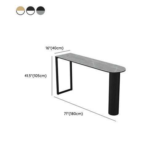 Rectangle Stone Bar Dining Table Bar Height Metal Base Bar Table