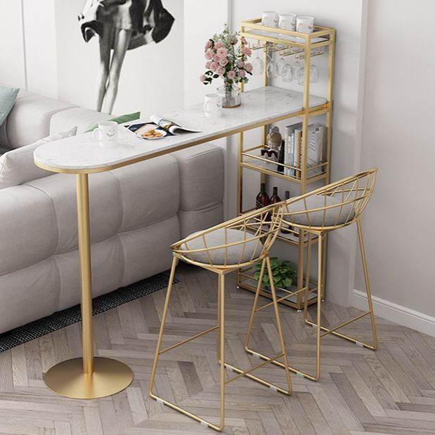 White Rectangle Bar Table Contemporary Bar Dining Table with Sled Base Clearhalo 'Bar Furniture' 'Bar Tables' 'bar_tables' 'Furniture' 'furniture_bar_tables' 'Kitchen & Dining Furniture' 1200x1200_abbdaa1e-4d98-44c2-b7a0-ae76a9a4768f