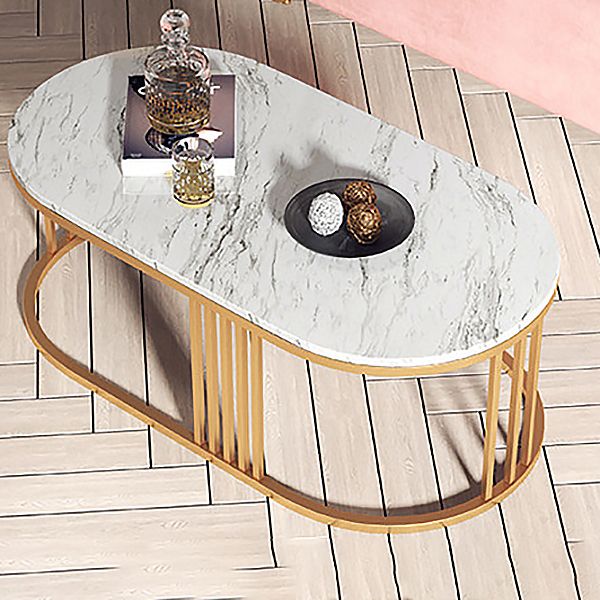 Glam Oval Coffee Table with Marble Top and Iron Frame Base 1 Piece Clearhalo 'Coffee & Accent Tables' 'Coffee Tables' 'coffee_tables' 'furn' 'furn_coffee_tables' 'Furniture' 'Living Room Furniture' 1200x1200_abc0584f-3be0-4a56-857a-43e06a5fb214
