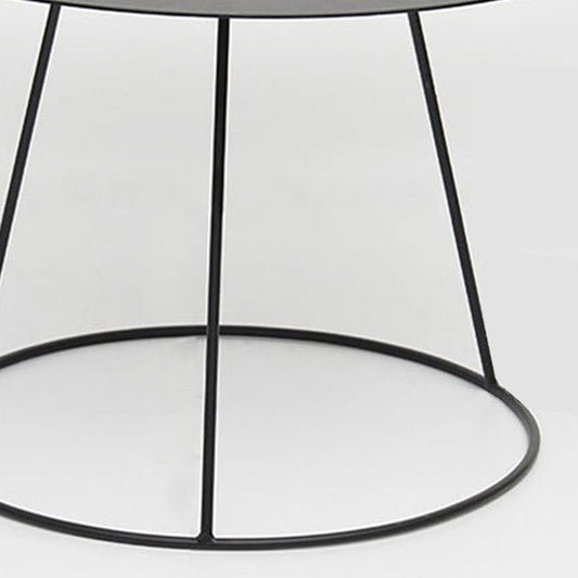 Mesa de café de hierro moderna de mediados de siglo Mesa de cóctel redonda de acabado negro