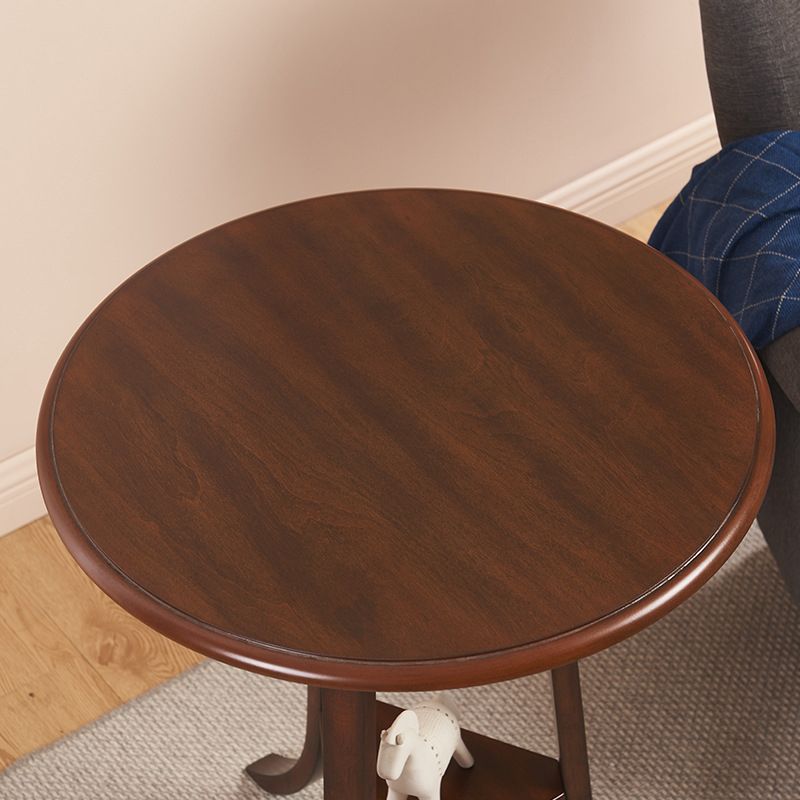 Traditionele houten ronde bovenkant bijzettafel 3 benen eindtafel met plank