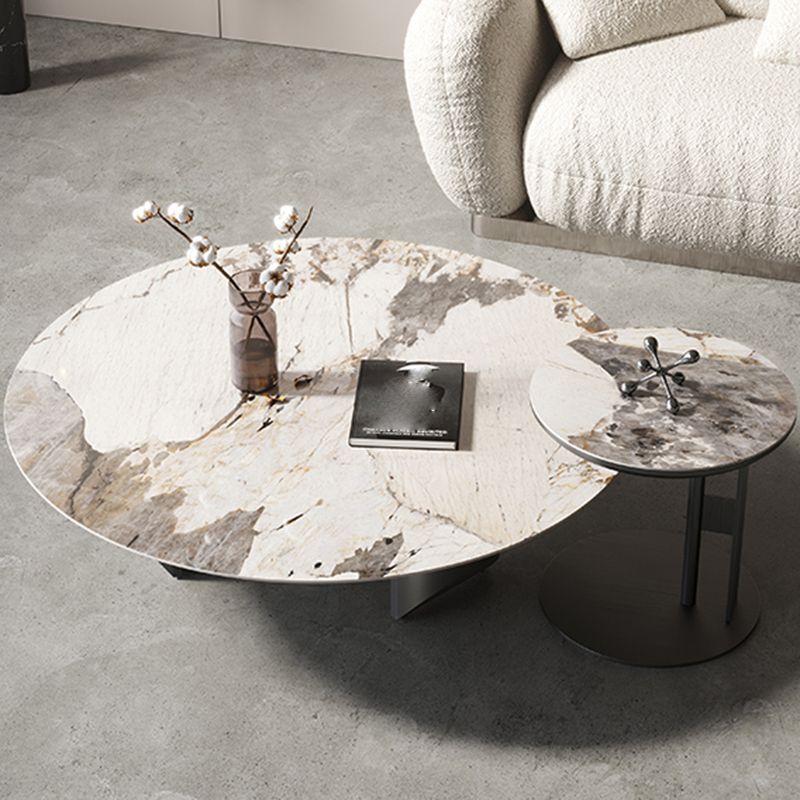 Slate Round Coffee Table Minimalist Coffee Table for Living Room Clearhalo 'Coffee & Accent Tables' 'Coffee Tables' 'coffee_tables' 'furn' 'furn_coffee_tables' 'Furniture' 'Living Room Furniture' 1200x1200_abc62781-32e1-4bf5-8792-6ff926eb0df5