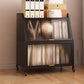 Closed Back Steel Bookcase Standard Glam Bookshelf with Doors