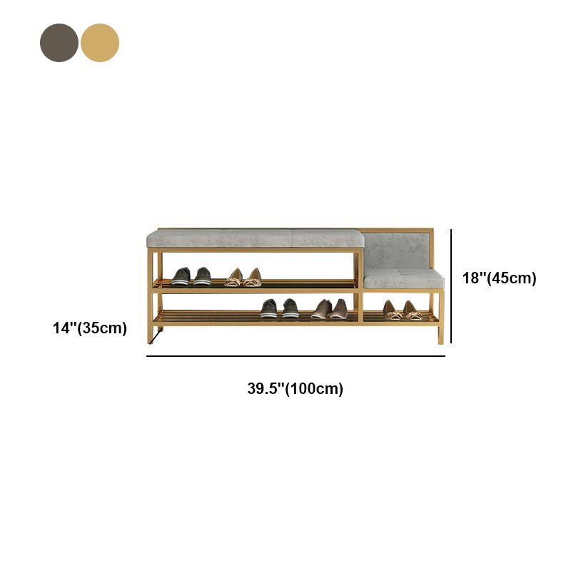 13.8インチ幅の玄関ベンチモダンクッション金属席ベンチ
