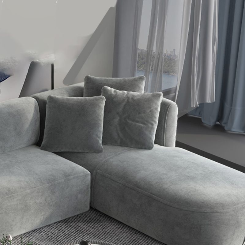 Canapé en velours gris avec chaise 68,9 "d canapé de bras carré avec oreillers