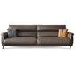 Flared Arm Sofa with Bolster Pillows Modern Leather Sofa in Brown