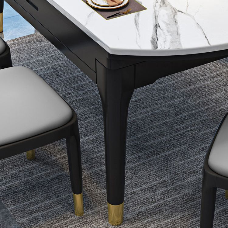 Round Marble Dining Table Modern 4 Legs Dining Table with Leaf Extension Clearhalo 'Dining Tables & Seating' 'Dining Tables' 'dining_table' 'furn' 'furn_dining_table' 'Furniture' 'furniture_dining_table' 'Kitchen & Dining Furniture' 'kitchen' 'kitchen_dining_table' 1200x1200_abcd4543-c423-47e5-841f-8d980c9e7b2a