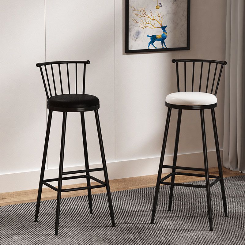 Industrial Armless Backrest Counter Stool Steel Bar Stool with Leather Cushion Clearhalo 'Bar Furniture' 'Bar Stools' 'bar_stools' 'furn' 'furn_bar_stools' 'Furniture' 'furniture_bar_stools' 'Kitchen & Dining Furniture' 1200x1200_abcd83b0-a056-411c-8d49-14fabfa23b5c