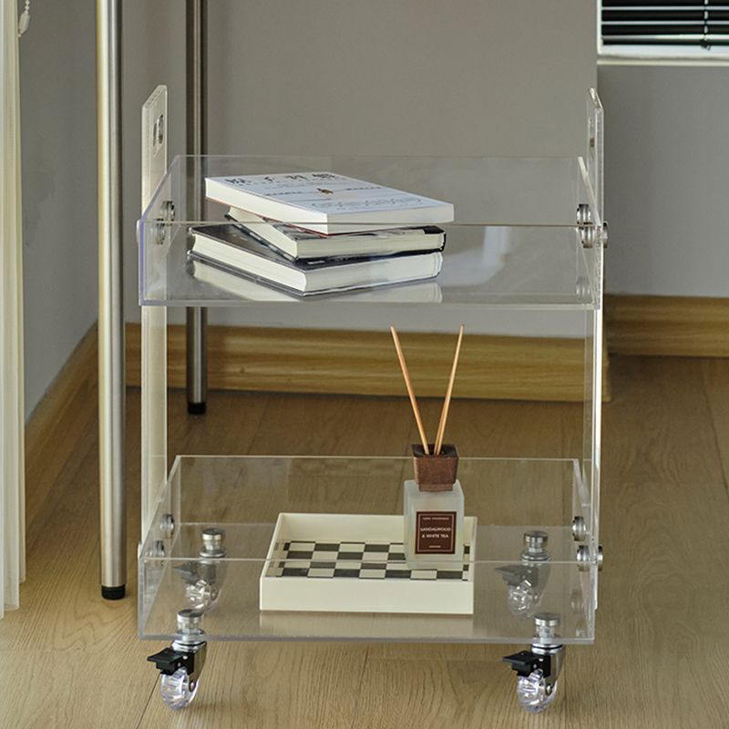 Modern Plastic Rectangular End Table Double Tier Corner Table with Storage Clearhalo 'Coffee & Accent Tables' 'End & Side Tables' 'end_side_tables' 'furn' 'furn_end_side_tables' 'Furniture' 'Living Room Furniture' 1200x1200_abce480e-f108-43b2-acbc-234073ed1bbc