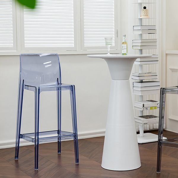 Moderner Armloser im Rückenlehne Counter Stuhl Acrylkassierer Barhocker mit Pedal