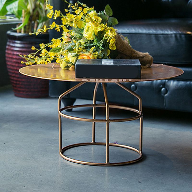 Mid-Century Modern Frame Base Cocktail Table Metal Round Coffee Table Clearhalo 'Coffee & Accent Tables' 'Coffee Tables' 'coffee_tables' 'furn' 'furn_coffee_tables' 'Furniture' 'Living Room Furniture' 1200x1200_abcff762-c0c4-4098-90b3-16c542b50783