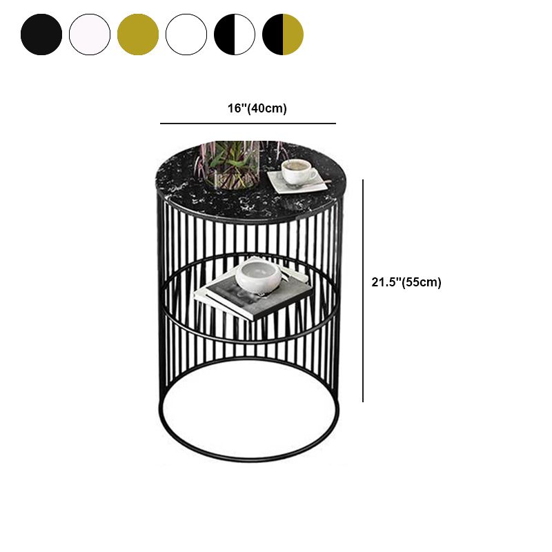 22 inch h bed nachtkastje glamour stenen top metaal open opslag nachttafel