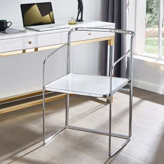 Sedie da pranzo in metallo da cucina aperta sedia da sala da pranzo in argento