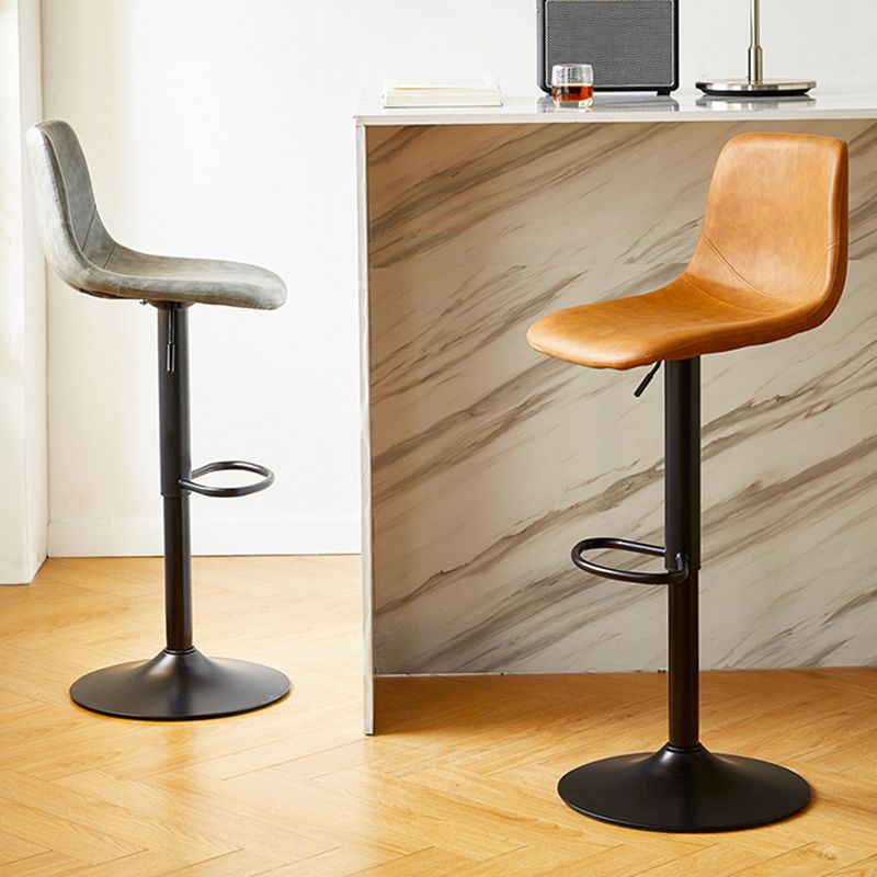 Industrial Style Bar Chair Adjustable Height Leather Seat Metal Leg for Counter Bar Clearhalo 'Bar Furniture' 'Bar Stools' 'bar_stools' 'furn' 'furn_bar_stools' 'furniture_bar_stools' 'Kitchen & Dining Furniture' 'kitchen&dining_furn' 'kitchen' 'kitchen_furn' Furniture' 1200x1200_abd4eb4d-ff73-4ddf-b699-f63ef0f4cad2