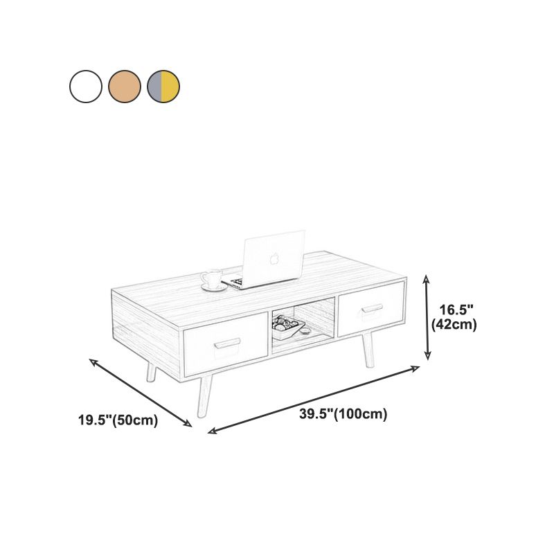 Modern 4 Legs Cocktail Table Wood 1 Single Coffee Table with Drawers Clearhalo 'Coffee & Accent Tables' 'Coffee Tables' 'coffee_tables' 'furn' 'furn_coffee_tables' 'Furniture' 'furniture_coffee_tables' 'Living Room Furniture' 1200x1200_abd4f7ed-2721-40e3-88b7-d87214eeb247