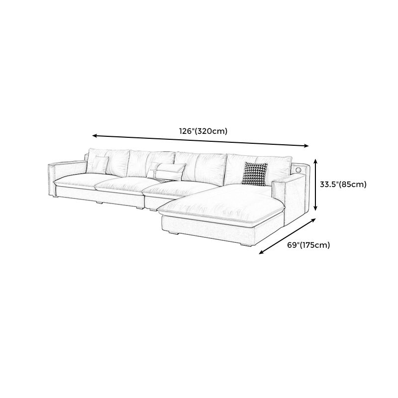 Modern Cushion Back Sectionals 33.46"H Cushions Square Arm Sofa with Chaise Clearhalo 'furn' 'furn_sectionals' 'Furniture' 'furniture_sectionals' 'Living Room Furniture' 'Sectionals' 1200x1200_abd544ca-dc36-453d-bcaf-6ee43bb9bf5a