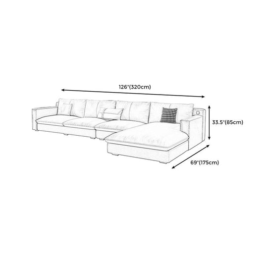 Modern Cushion Back Sectionals 33.46"H Cushions Square Arm Sofa with Chaise Clearhalo 'furn' 'furn_sectionals' 'Furniture' 'furniture_sectionals' 'Living Room Furniture' 'Sectionals' 1200x1200_abd544ca-dc36-453d-bcaf-6ee43bb9bf5a