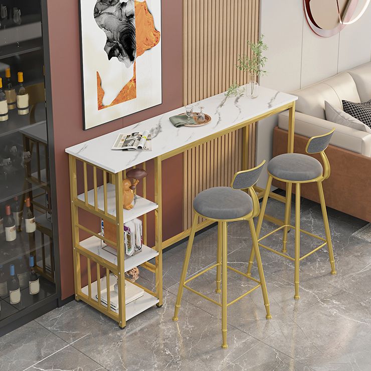 Modern Style Bistro Bar Table Rectangle Gold Frame Bar Table Clearhalo 'Bar Furniture' 'Bar Tables' 'bar_tables' 'furn' 'furn_bar_tables' 'Furniture' 'Kitchen & Dining Furniture' 1200x1200_abd55d0f-b63b-41e1-9174-7debbbb9197a