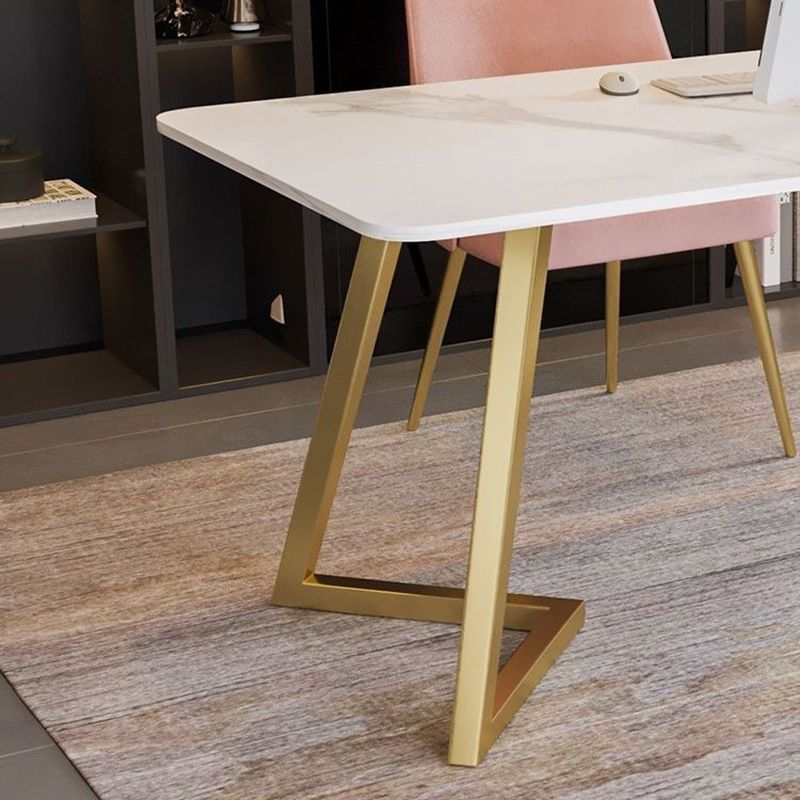 Modern Stone Office Desk Metal White Writing Desk for Office Clearhalo 'furn' 'furn_office_desk' 'Furniture' 'Office Desks' 'Office Furniture' 'office_desk' 1200x1200_abda663c-6dcb-4bda-8796-67a14ca35c18