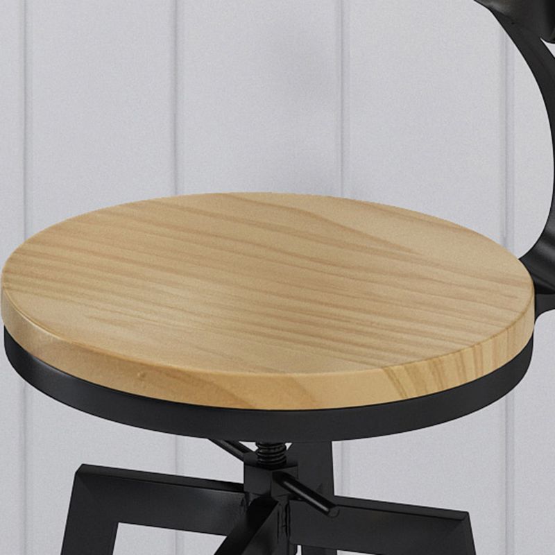Industrial Adjustable Height Black Counter Stools Iron Wood Bar Stools with Round Seat Clearhalo 'Bar Furniture' 'Bar Stools' 'bar_stools' 'furn' 'furn_bar_stools' 'furniture_bar_stools' 'Kitchen & Dining Furniture' 'kitchen&dining_furn' 'kitchen' 'kitchen_furn' Furniture' 1200x1200_abdad4ee-c113-46bd-b99e-1aaea11138ce
