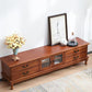 Traditioneel massief houten tv-meubel, 19,7 inch H tv-console met 4 lades en kast