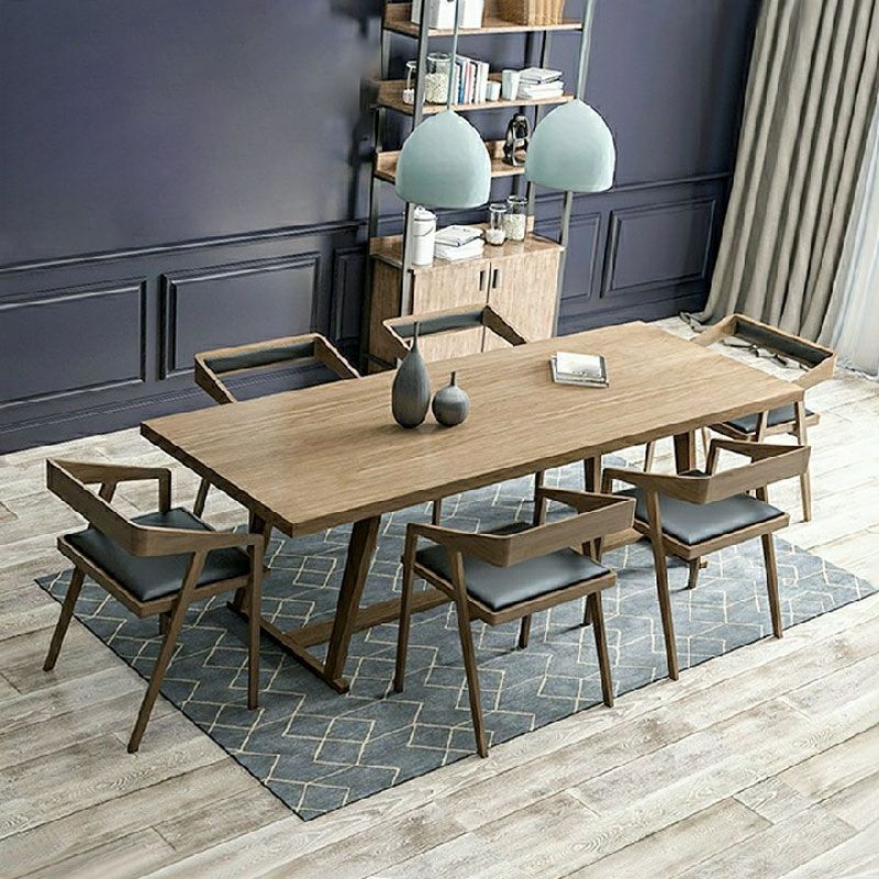 Solid Wood Contemporary Rectangular Dining Table Pine Wood Top Table with Trestle Base Clearhalo ' dining_table' 'Dining Tables & Seating' 'Dining Tables' 'furn' 'furn_dining_table' 'Furniture' 'furniture_dining_table' 'Kitchen & Dining Furniture' 'kitchen&dining_furn' 'kitchen' 'kitchen_dining_table' 1200x1200_abdcc916-8007-4fbb-ac92-5e4a16e1a64e