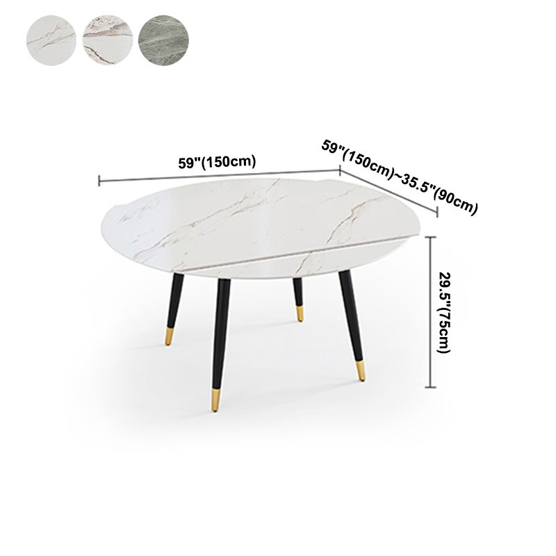 Traditional Luxury Round Drop-Leaf Dining Table Stone Furniture for Dining Room Clearhalo ' dining_table' 'Dining Tables & Seating' 'Dining Tables' 'furn' 'furn_dining_table' 'Furniture' 'furniture_dining_table' 'Kitchen & Dining Furniture' 'kitchen&dining_furn' 'kitchen' 'kitchen_dining_table' 1200x1200_abdcf026-562f-4f3a-a3ac-0cdf2cc60d58