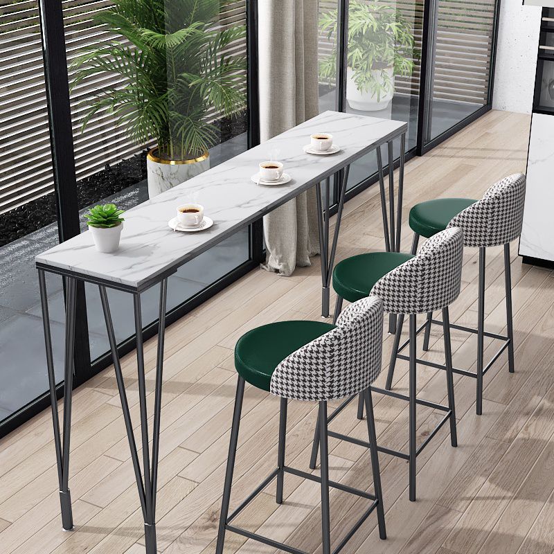 Glam Iron Bar Dining Table with Stone Top Indoor Bistro Table Fixed Table Clearhalo 'Bar Furniture' 'Bar Tables' 'bar_tables' 'furn' 'furn_bar_tables' 'Furniture' 'furniture_bar_tables' 'Kitchen & Dining Furniture' 1200x1200_abdcf36c-03ce-4fe5-8e93-ff8be0f1f721