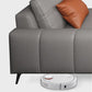 Gray 4-seat Faux Leather Sectional L-shape Sqaure Arm Sectional