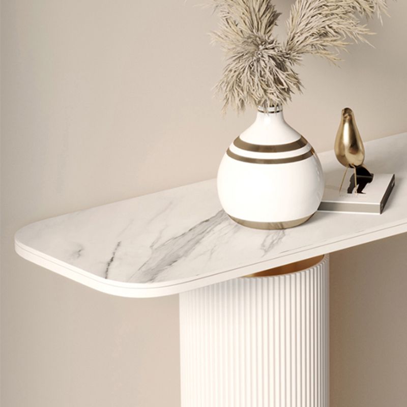 Tavola della console da 33,46 "H con parte superiore a forma di rettanglel, tavolo di accento con base metallica