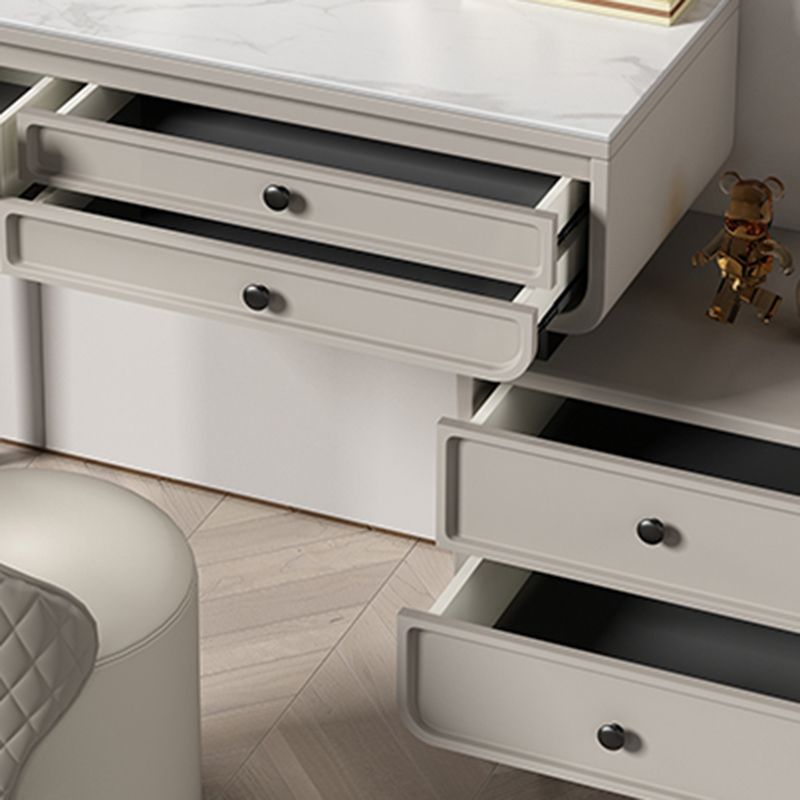 Wood and Metal Vanity Table in Grey/White 5 Storage Drawers Makeup Desk Clearhalo 'Bedroom Furniture' 'furn' 'furn_makeup_vanities' 'Furniture' 'Makeup Vanities' 'makeup_vanities' 1200x1200_abde62fe-5271-408d-8327-b1ff2a9f8b11