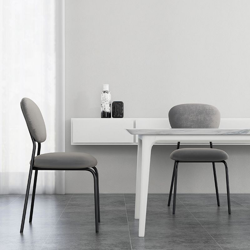 Upholstered Armless Side Chair Open Back Dining Chairs with Black Metal Legs Clearhalo ' kitchen&dining_furn' 'Dining Chairs' 'Dining Tables & Seating' 'dining_chair' 'furn' 'furn_dining_chair' 'Furniture' 'furniture_dining_chair' 'Kitchen & Dining Furniture' 'kitchen' 1200x1200_abe06a5a-fa6d-4571-8838-1823b4951ce3