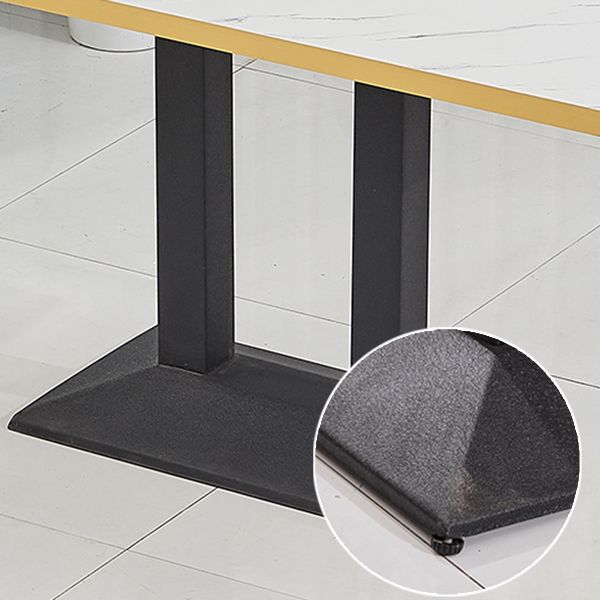 Wooden Dining Room Table for 2 Person with Metal Pedestal Base Clearhalo 'Dining Tables & Seating' 'Dining Tables' 'dining_table' 'furn' 'furn_dining_table' 'Furniture' 'Kitchen & Dining Furniture' 1200x1200_abe164e7-3299-4262-927f-403a44b45630